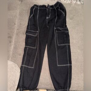 🖤 SHEIN Girls Black Cargo Pants – Size 11/12Y 🖤